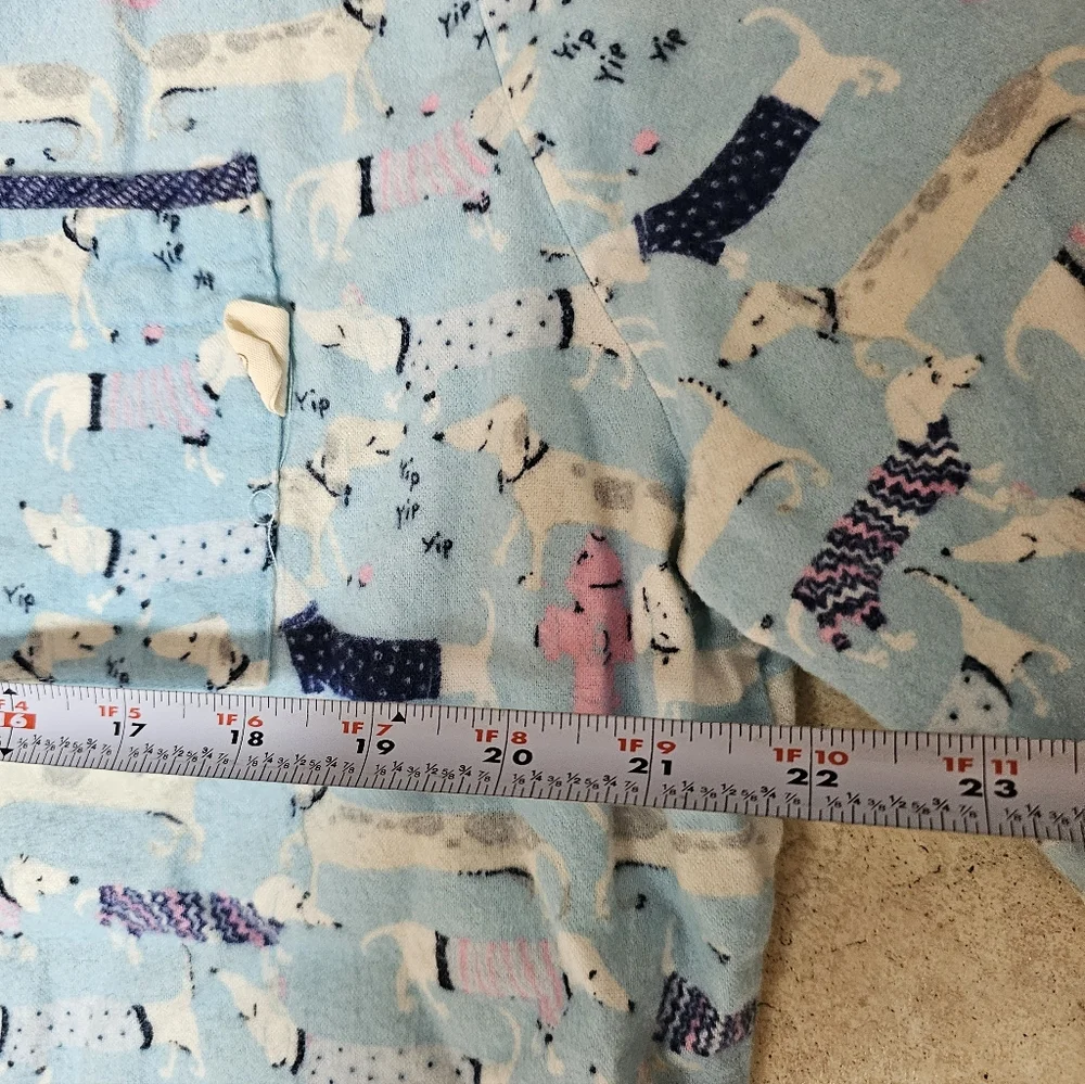 Munki Munki XXL Flannel Pajama Set Blue Dachshund Dog Print Button Up Fleece